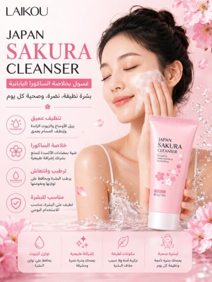 LAlKOU Japan Sakura Gentle Cleansing Facial Cleanser Shrink Pores Deep Clean Oil Control Remove Blackhead Moisturizing Skin Care